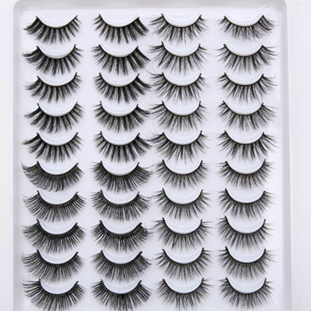 💝20X Mink Hair False Eyelashes Natural/Thick Long